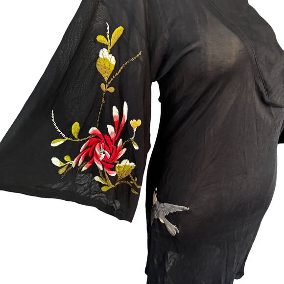 Jean Paul Gaultier Vintage‎ Floral Hummingbird Kimono Sleeve Mesh Mini Dress - Picture 3 of 15